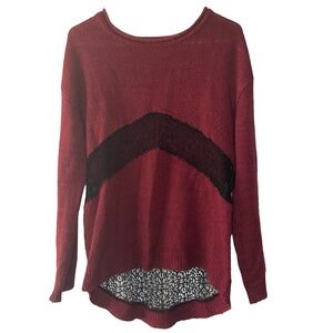 Oversized Sweater With Black Mesh | Maroon Burgundy Tobi Sweater